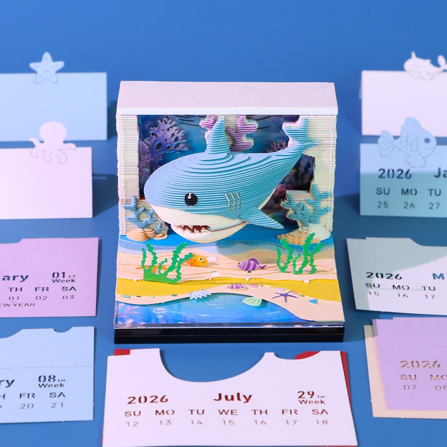 3D Calendar 2026 - Lovely Ocean Shark