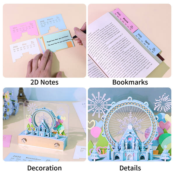 3D Calendar 2026 - Snowflake Ferris Wheel